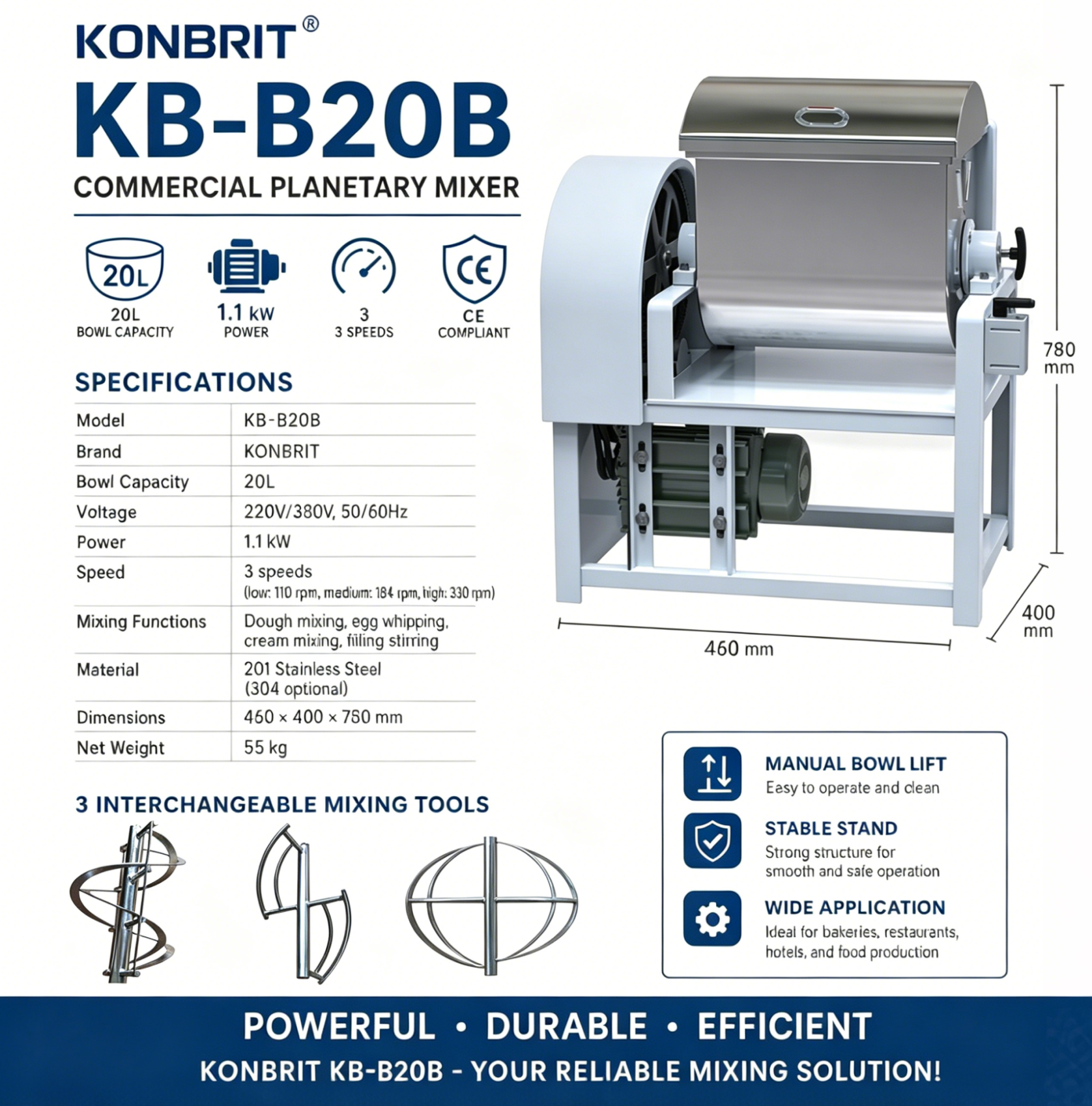 Commercial Horizontal Dough Mixer for Food Production | KONBRIT
